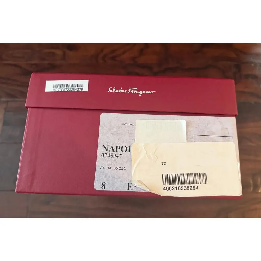 $1,295 Salvatore Ferragamo Napoli Brown Leather Derby Dress Shoes US 9 E NIB